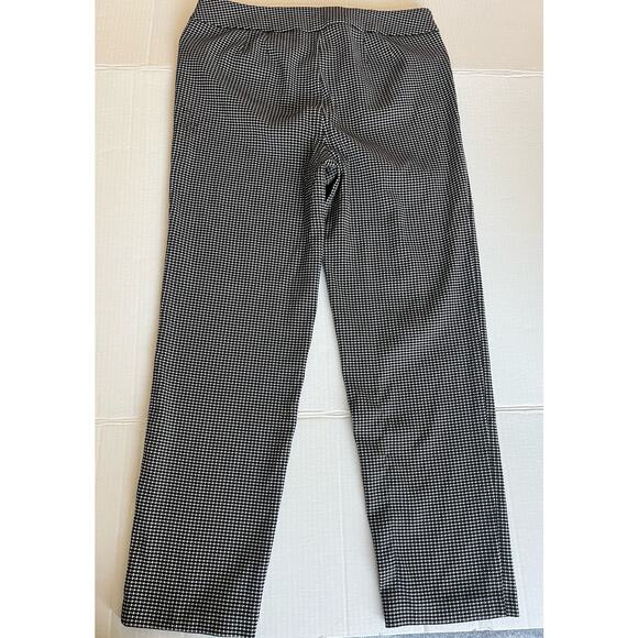 Avenue Black White Diamond Straight Leg Front Pockets Pull On Stretch Pants 16 - Picture 2 of 7
